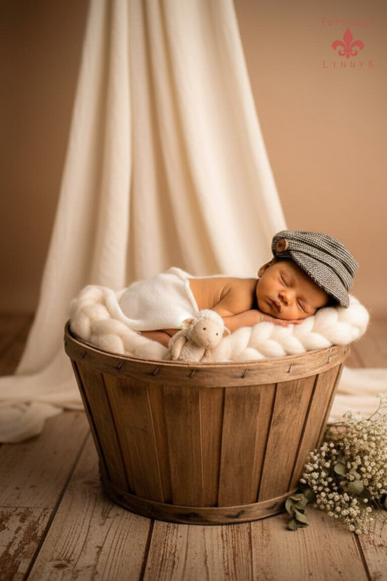 newborn in der schale fotos